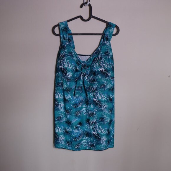 Danify blue and white abstract tankini 2-piece women's swimsuit, NWT, Size 52 - Picture 1 of 11